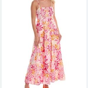 HUTCH
Tasha Linen-blend Maxi Dress In Pink Latge